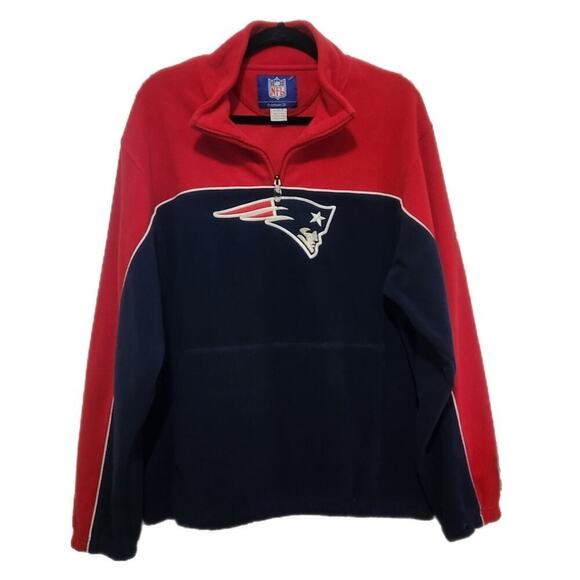 NFL Newengland Patriots Fleece 3/4 Pullover Jacket Outdoors Football Men's Large